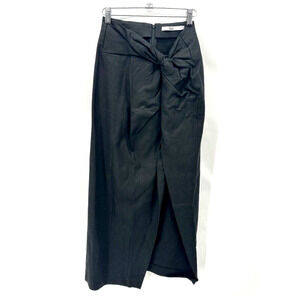 BOA Because Of Alice Faux Wrap‎ Midi Skirt Size S Black Linen Goth Witchy Vixen